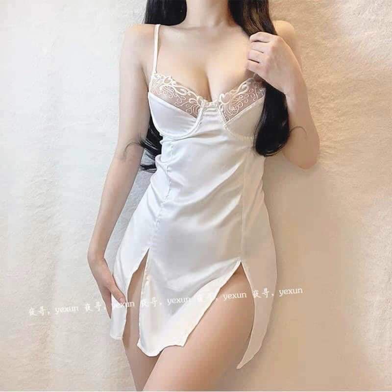 (M.36) Váy ngủ hai dây lụa satin sexy cao cấp Đầm mặc nhà gợi cảm quyến rũ