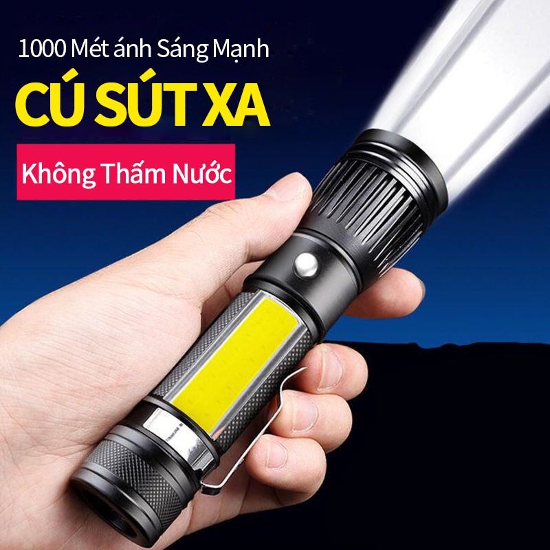 Super bright flashlight has 6 main functions and comes with side light