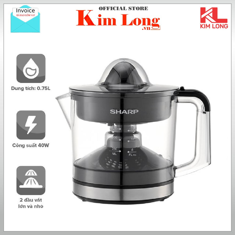 Máy Vắt Cam Sharp EJ-J407-BK Công suất 40W Dung tích 0.75 lít- Bảo hành 12 tháng Chính hãng