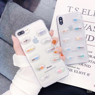 ốp lưng 3d hình viên thuốc cho iphonexs max xr 6 7 8 plus