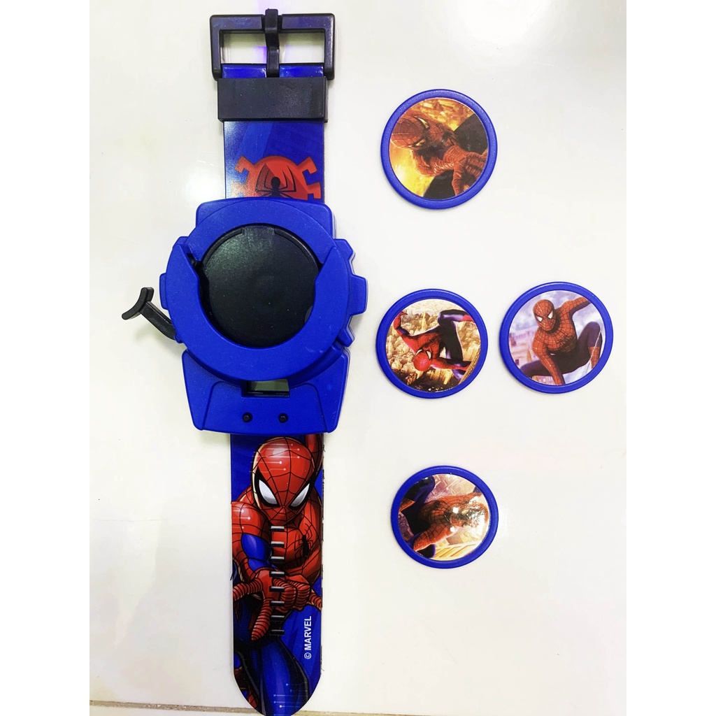 Đồ chơi đồng hồ đeo tay Doraemon  nhện spider man có bắn đĩa, giúp bé luyện tập thói quen xem giờ mỗi ngày