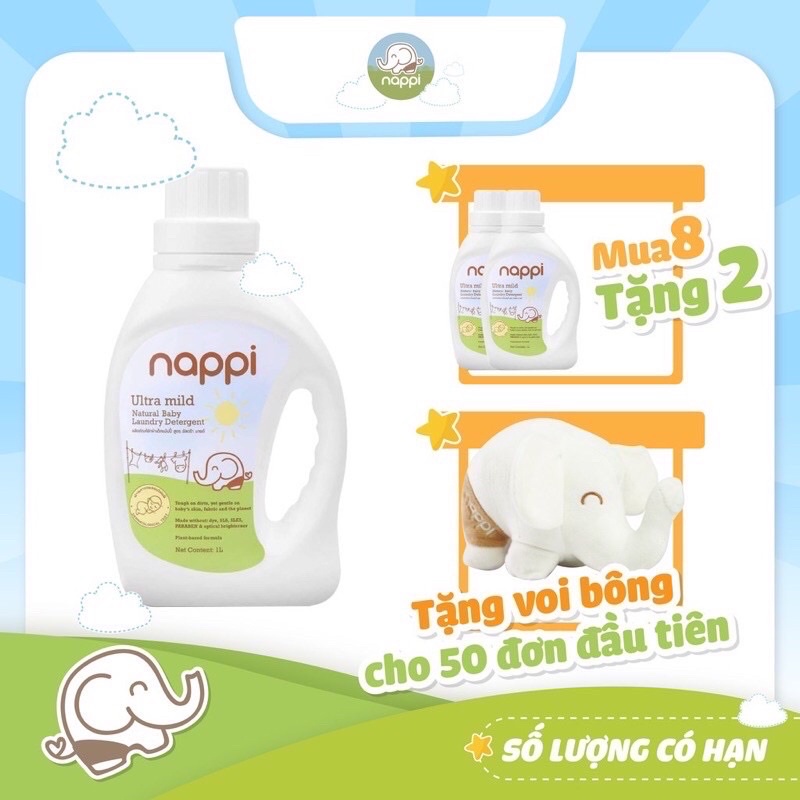 Nước Giặt Chiết Xuất Dầu Cọ Nappi Dành Cho Da Nhạy Cảm