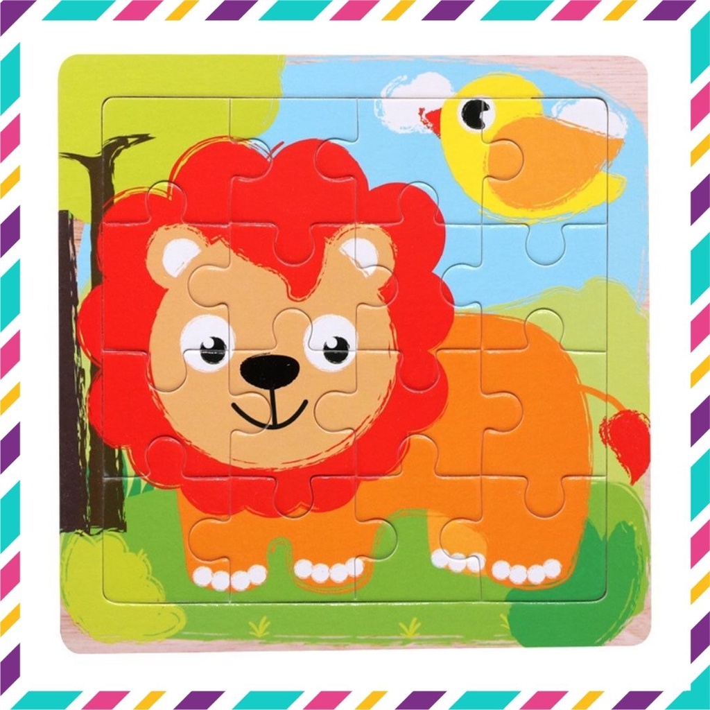 Tranh ghép hình cho bé, đồ chơi ghép hình cho bé bằng gỗ 16 miếng gỗ puzzle (285)