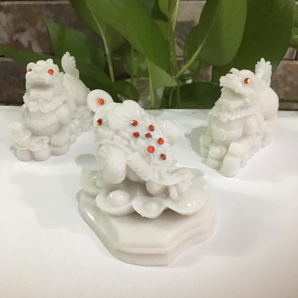 Combo cóc ngậm tiền và cặp tỳ hưu màu trắng thu hút tài lộc và giữ tài lộc cho mọi người