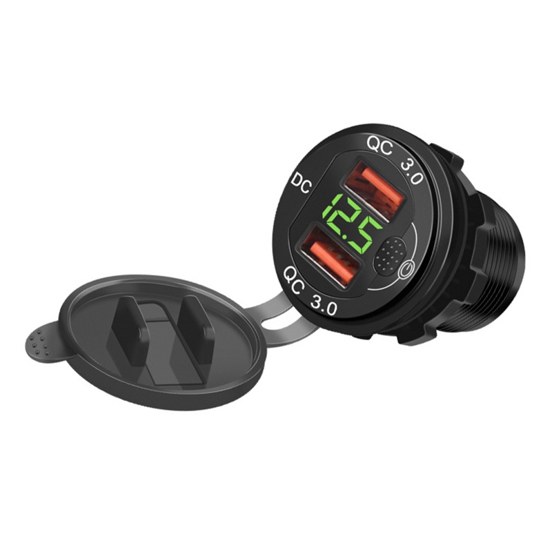 Tẩu Sạc Nhanh USB 3.0 12 / 24V Có Công Tắc Vôn Kế Cho Xe Hơi