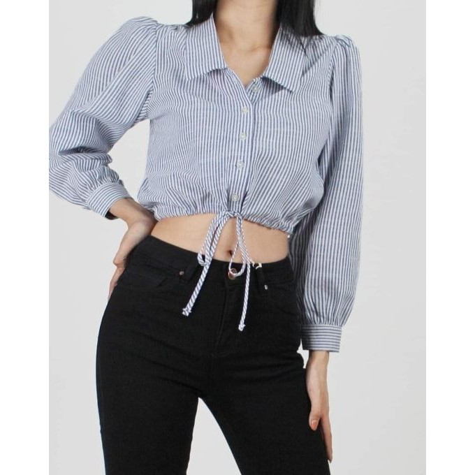 Áo croptop F21 sọc cột bụng F21 Kami