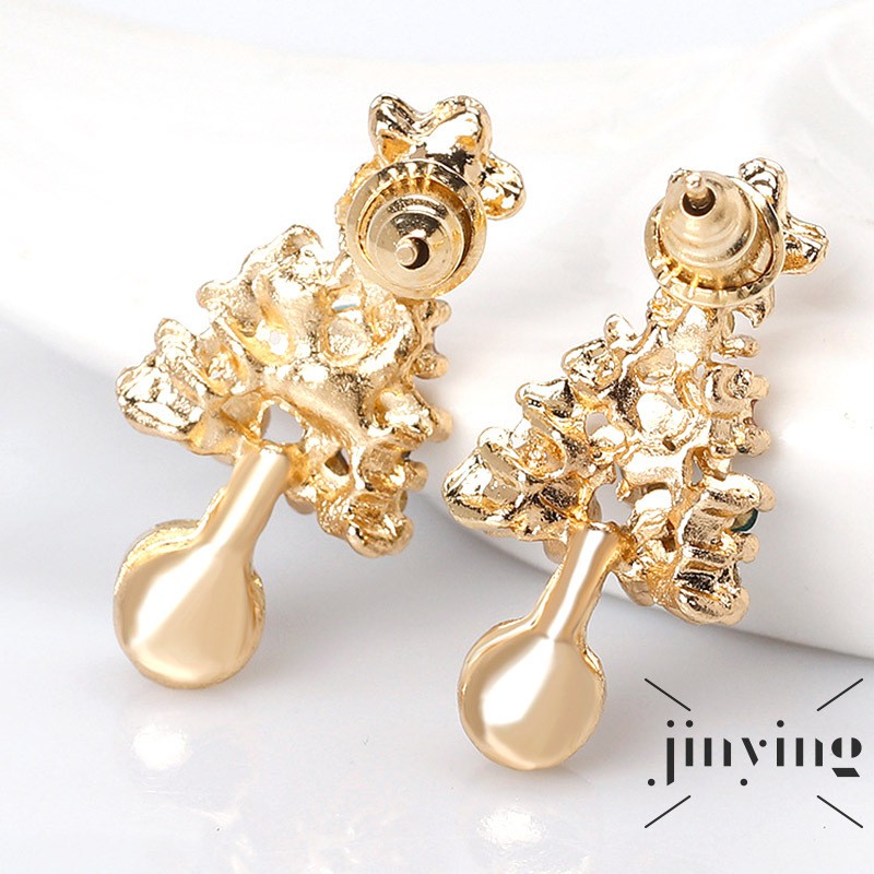 GETNOIVAS Bông tai hình cây thông Noel đính hạt nhiều màu sắc dễ thương phong cách Âu Mỹ