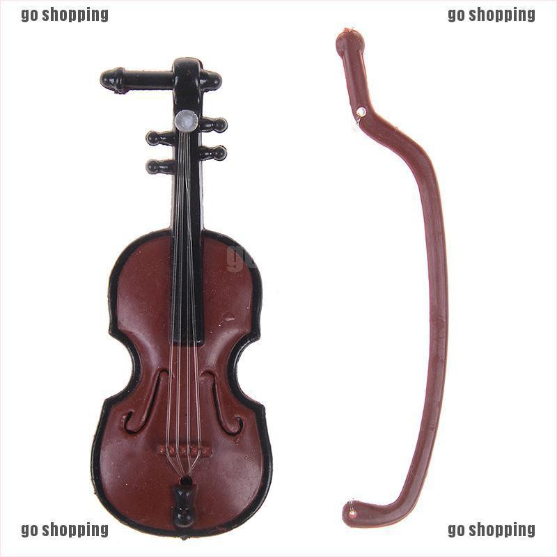 {go shopping}2pcs plastic mini violin dollhouse decorative music instrument crafts diy