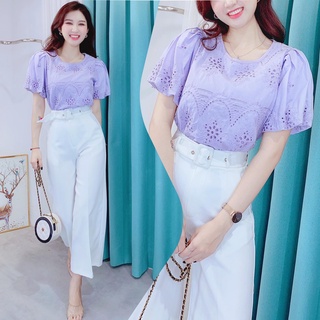 Áo sơ mi tím tay phồng CHUU A5368