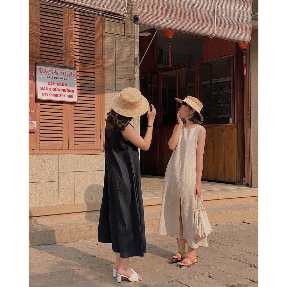 Váy Tanktop Ba Lỗ Xẻ Tà 🌸 Đầm đũi maxi dáng suông trơn màu TRẮNG | Xanh Than cá tính Ulzzang 🌸 - Sp sẵn