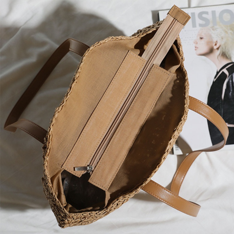 Túi Xách Đan Cói Cỡ Lớn Thời Trang Vintage Cho Nữ