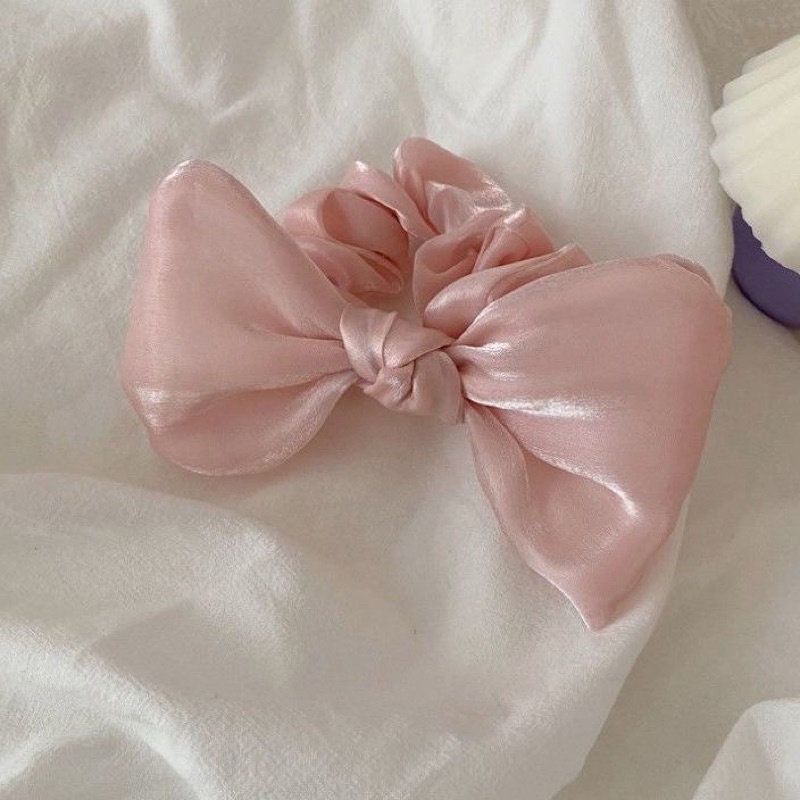 Cột tóc scrunchies voan buộc chiếc nơ cute C20