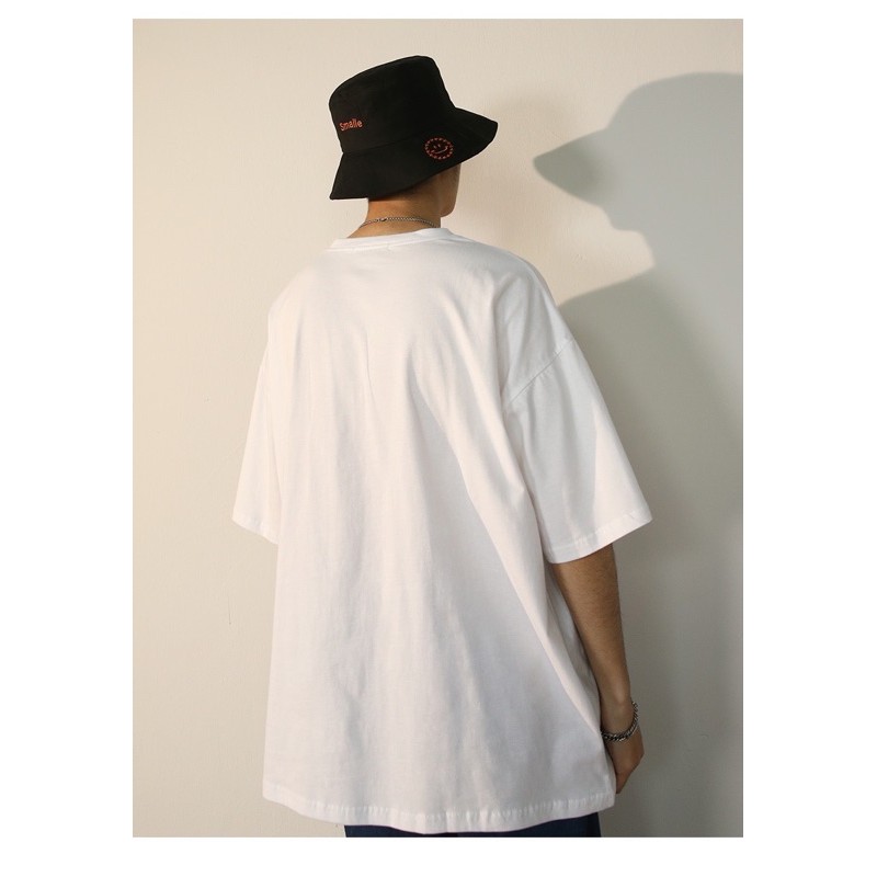 ÁO THUN TAY LỠ COTTON TRẮNG TRƠN FORM UNISEX (có hình chụp thật)