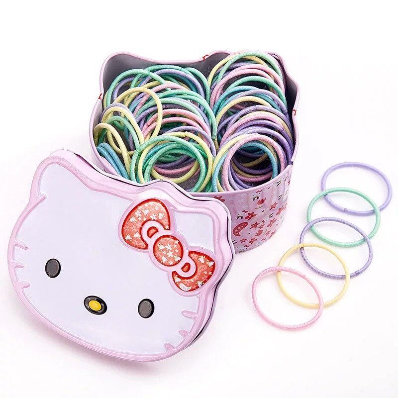 Hộp 100 dây buộc tóc Hello Kitty tiện lợi cho bé yêu