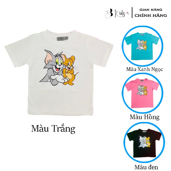 Áo Thun Ngắn Tay BB Kids Cho Bé In Hình Tom And Jerry Chất Liệu Cotton 100% Co Giãn 4 Chiều