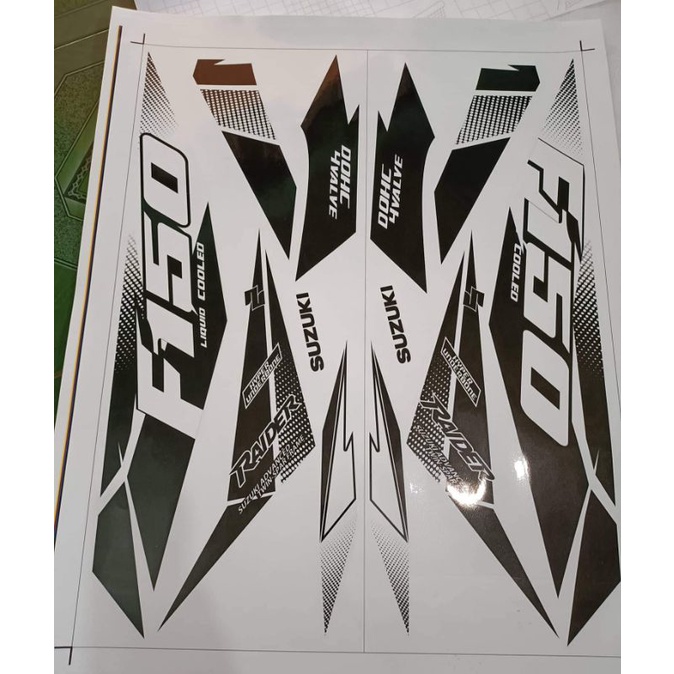 Tem rời dán xe raider  xăng cơ f150 trắng đen