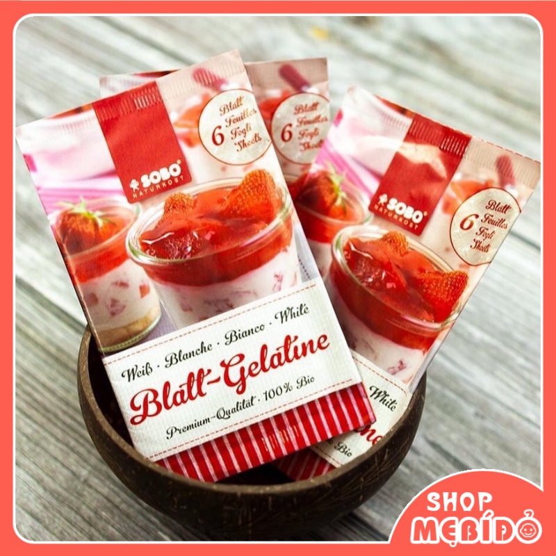 Gelatine Hữu Cơ Sobo Đức Làm Thạch Pudding Kẹo Dẻo Cho Bé Ăn Dặm