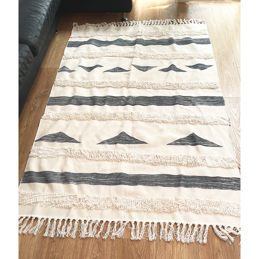 Thảm sàn dệt nổi in hoa văn sợi cotton 120x170cm