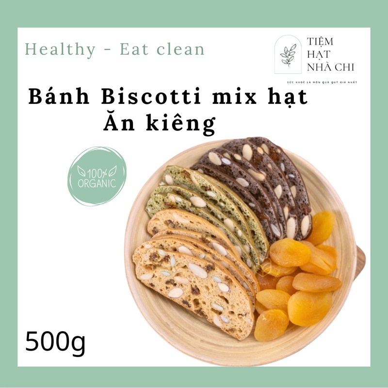 [500g] BISCOTTI nguyên cám ăn kiêng dành cho eat clean, tiểu đường, giảm cân thơm ngon mix 3 vị by Tiệm Hạt nhà Chi