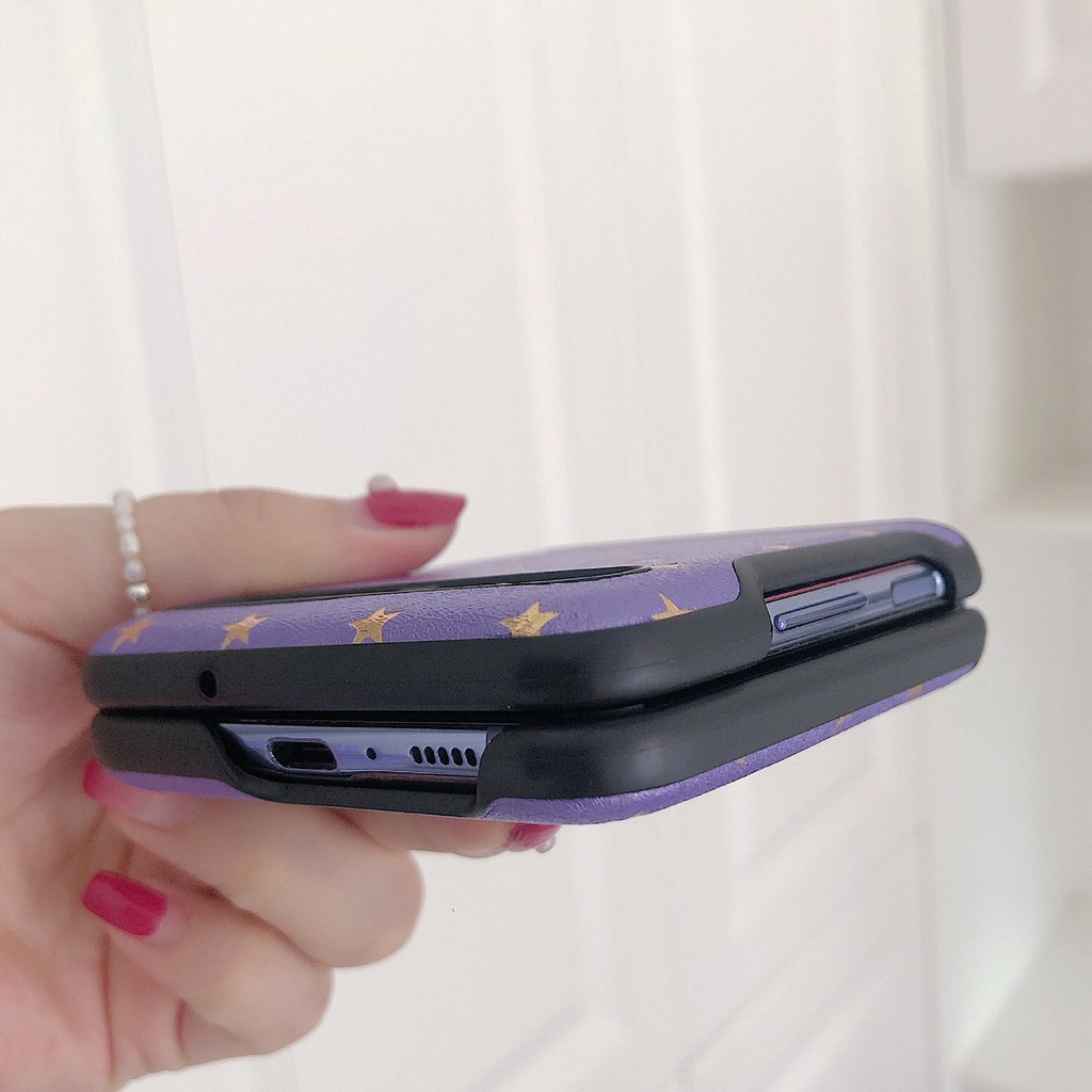 Ốp điện thoại da mỏng họa tiết bầu trời sao lấp lánh thời trang cho Samsung Galaxy Z Flip F7000
