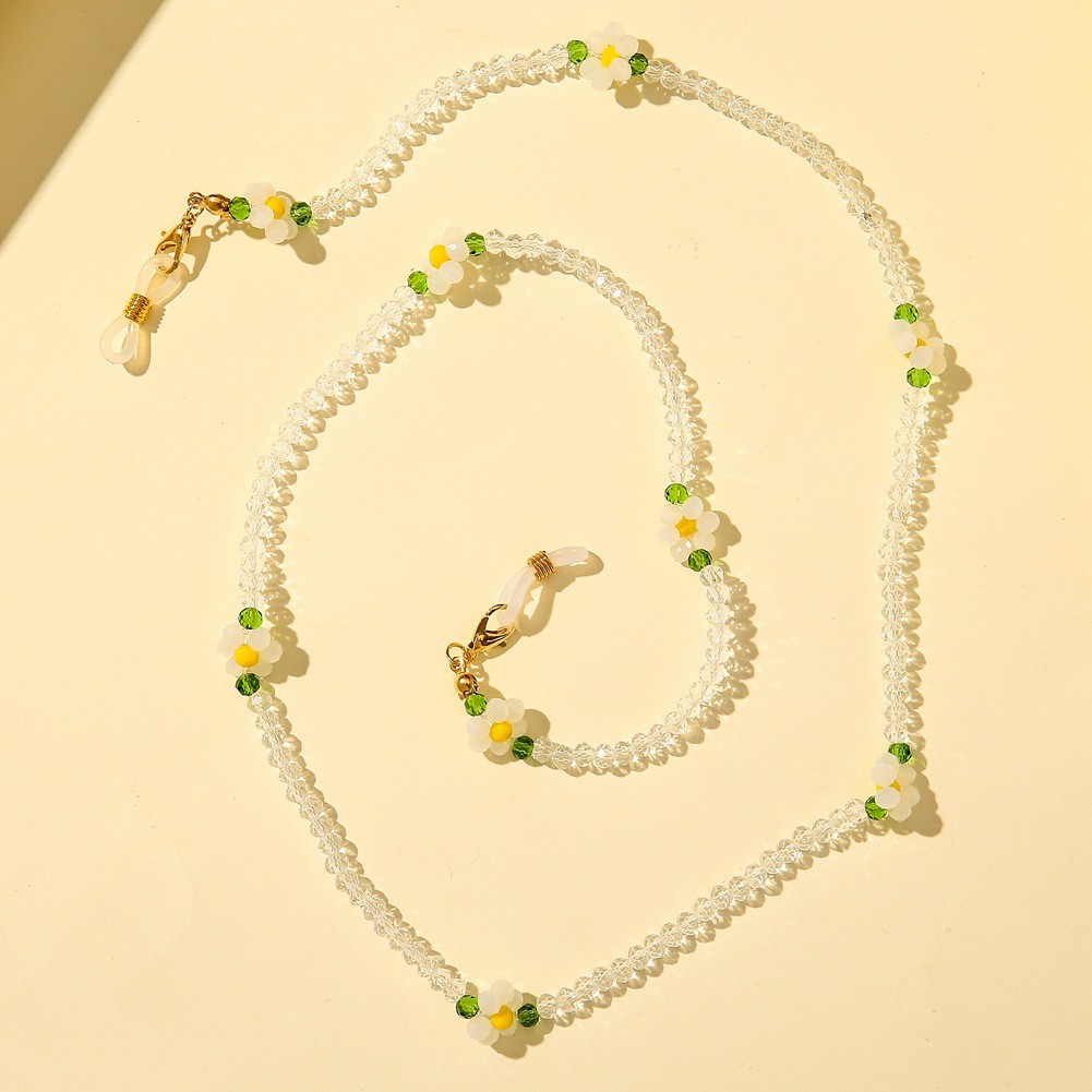 NEULRY Fashion small flower crystal bead mask chain