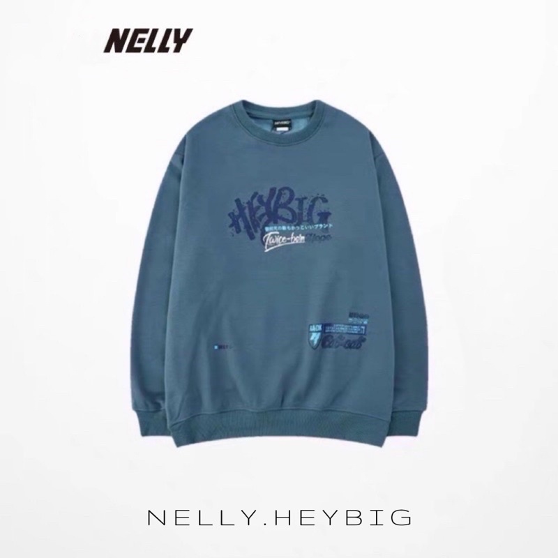 Áo sweater Nelly  chất nỉ bông dáng unisex form rộng HEYBIG Twice born