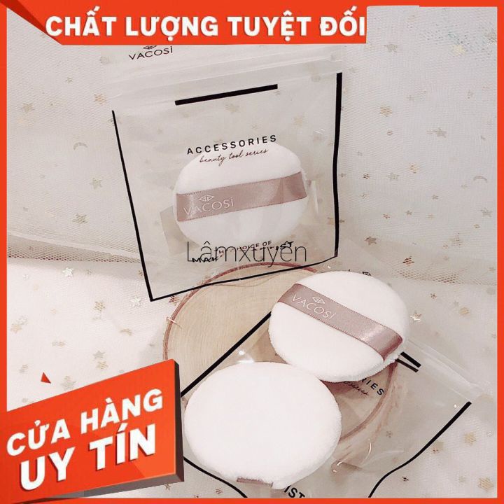 VACOSI SMALL WHITE ROUND PUFF BP19 _ bông phấn cotton khô tròn nhỏ  FREESHIP   bông phấn mềm mịn dễ tán đều màu phấn