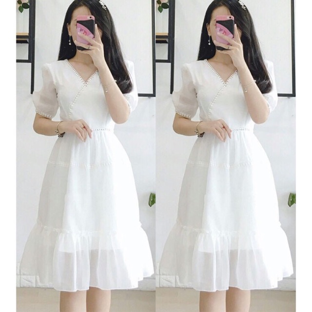 Đầm nữ phối ren dễ thương