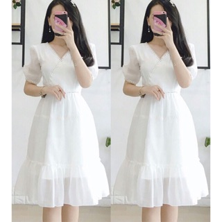 Đầm nữ phối ren dễ thương