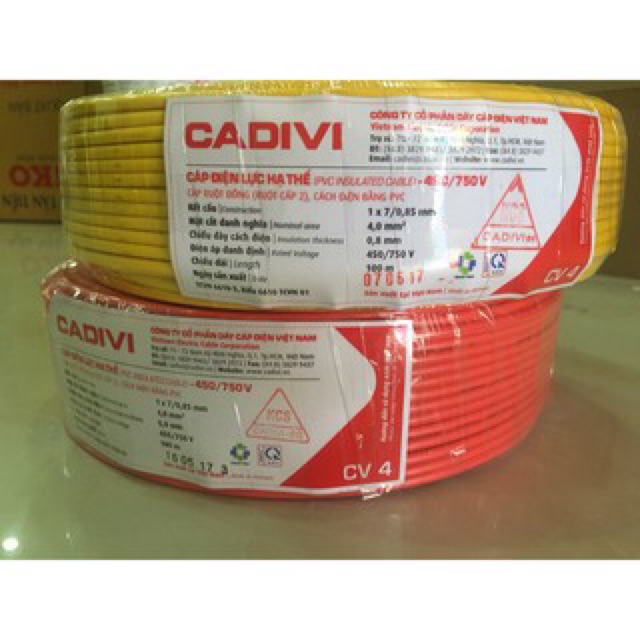 Dây cáp điện đơn CADIVI CV 1.25 ~ 8.0 ( giá 1 mét)