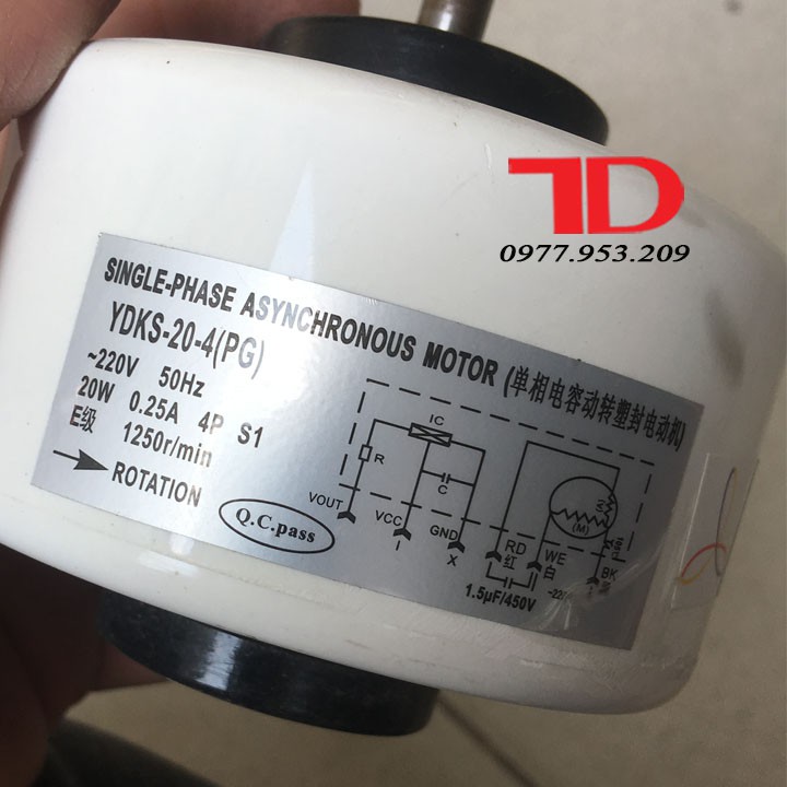 Mô tơ quạt dàn lạnh điều hòa 20W 6 dây trục dài có xung