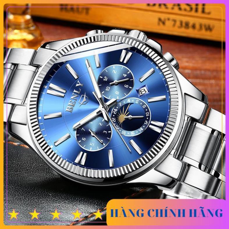 (Siêu phẩm) Đồng hồ Nam BENLY 9909 Anh Quốc - Lịch mặt Trăng Đẳng cấp