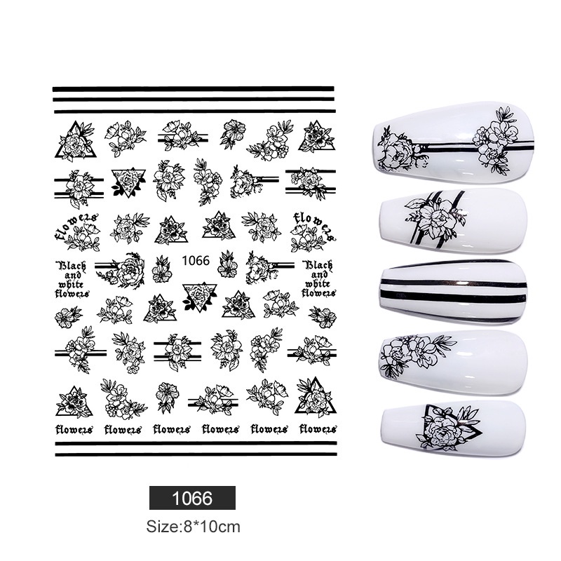 Miếng Dán Trang Trí Móng Tay Họa Tiết Hoa Hồng Và Chữ Cái Tiếng Anh 3d Chống Thấm Nước