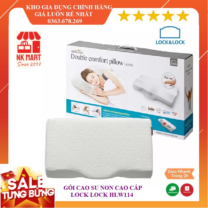 Gối cao su non Memory Foam 50D Lock&Lock HLW114 hình chữ nhật màu trắng