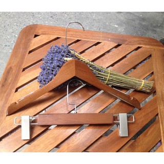 Móc Kẹp Quần Áo 10 Chiếc Người Lớn Gỗ Nâu Nhập Khẩu