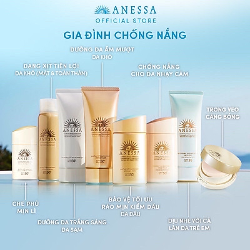 Kem nền trang điểm chống nắng dưỡng da dạng nén tông tự nhiên Anessa SPF50+ PA+++ 10g