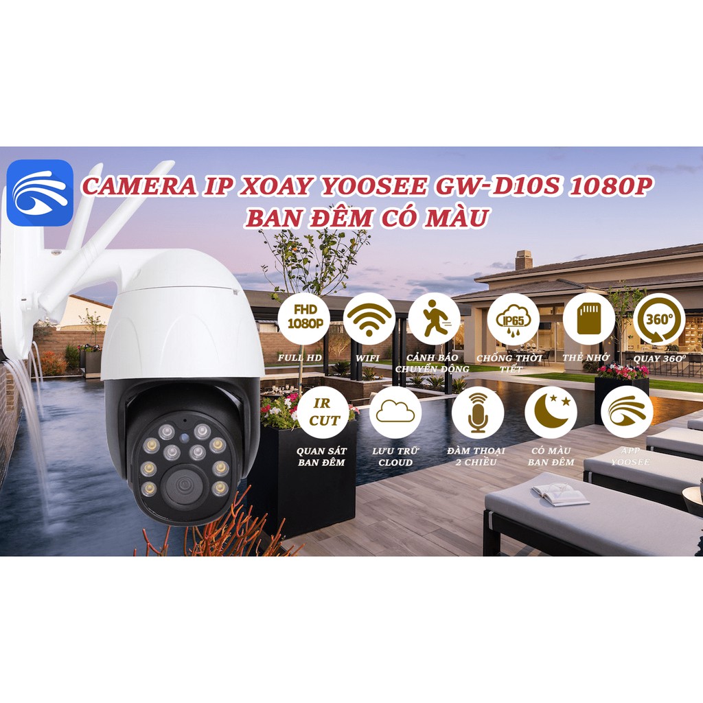 Camera IP Wifi Ngoài Trời Yoosee Ban Đêm Có Màu Đàm Thoại 2 Chiều D10