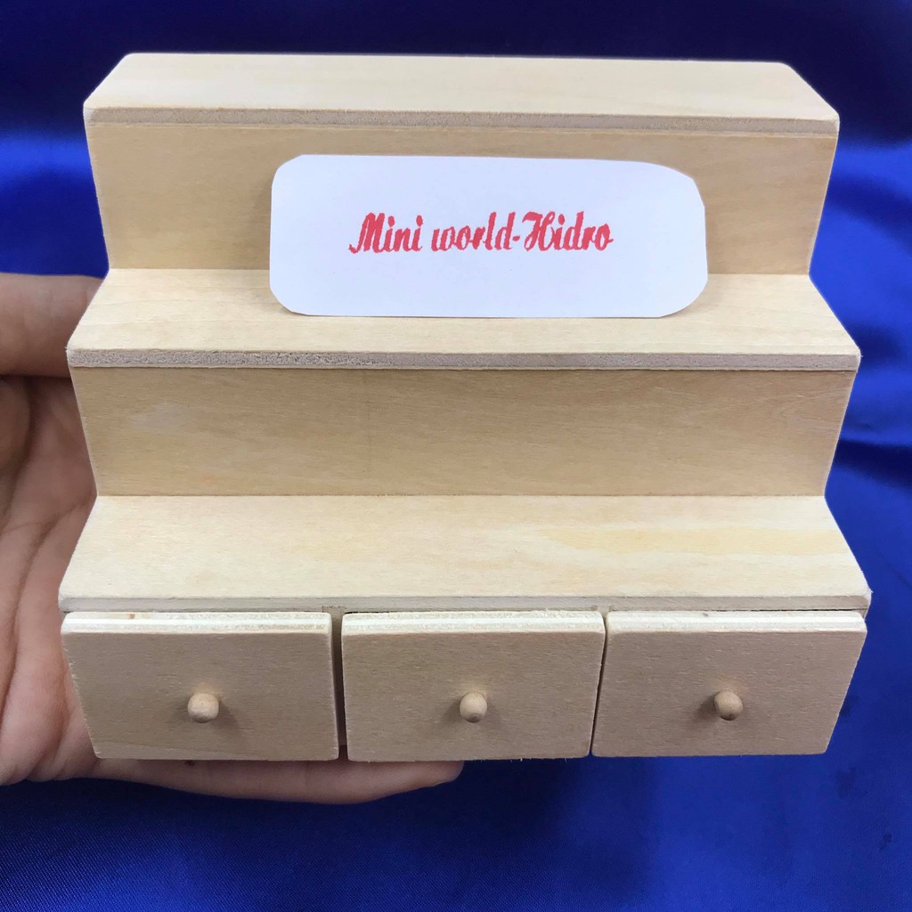 Mô hình khay hộp bánh mica dùng cho trang trí nhà búp bê BJD 1/8 1/12 mini tí hon Miniature tủ quầy gỗ trưng bày bánh.