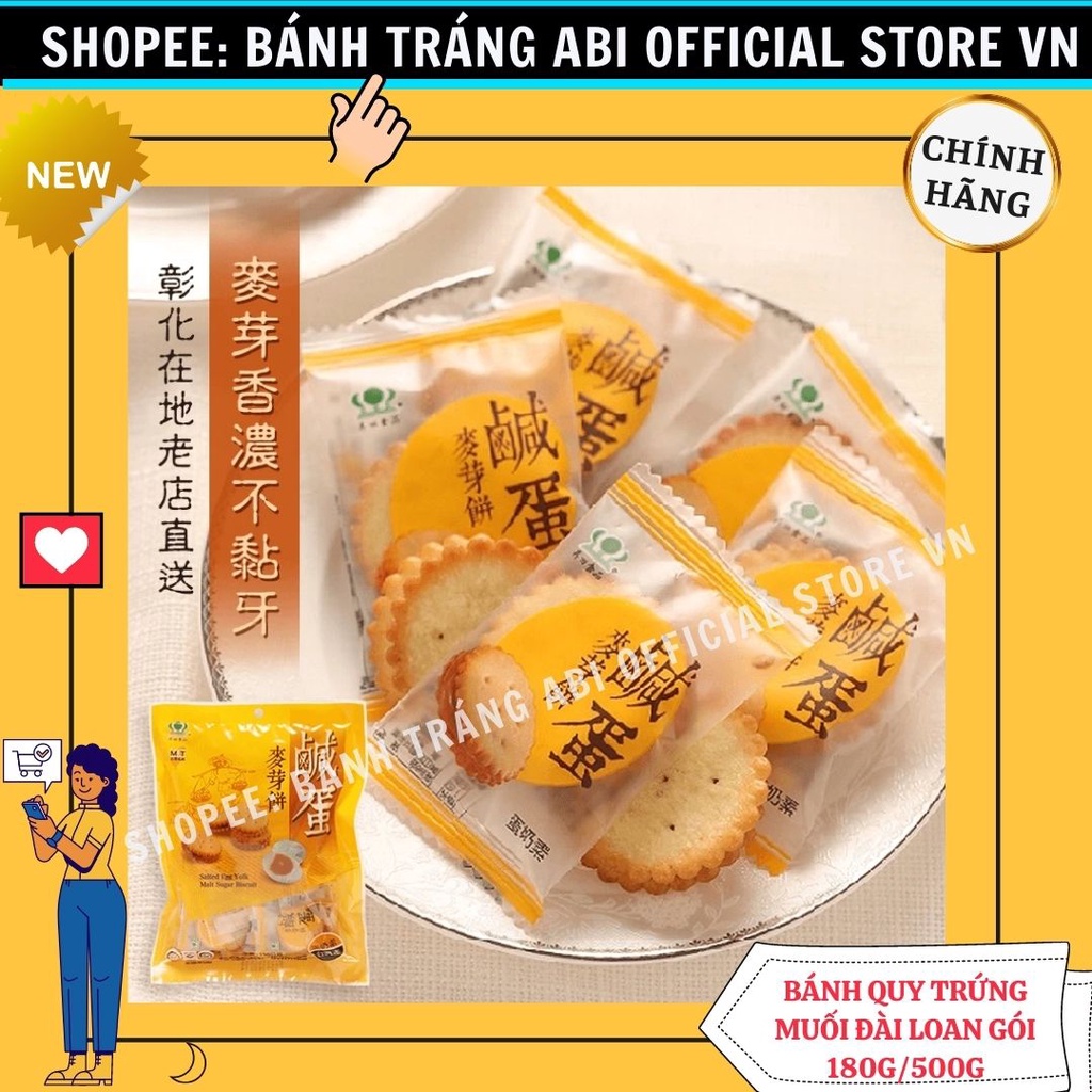 Bánh quy trứng muối hàng chuẩn thật Đài Loan DATE MỚI 2023 Gói 180gr/500gr