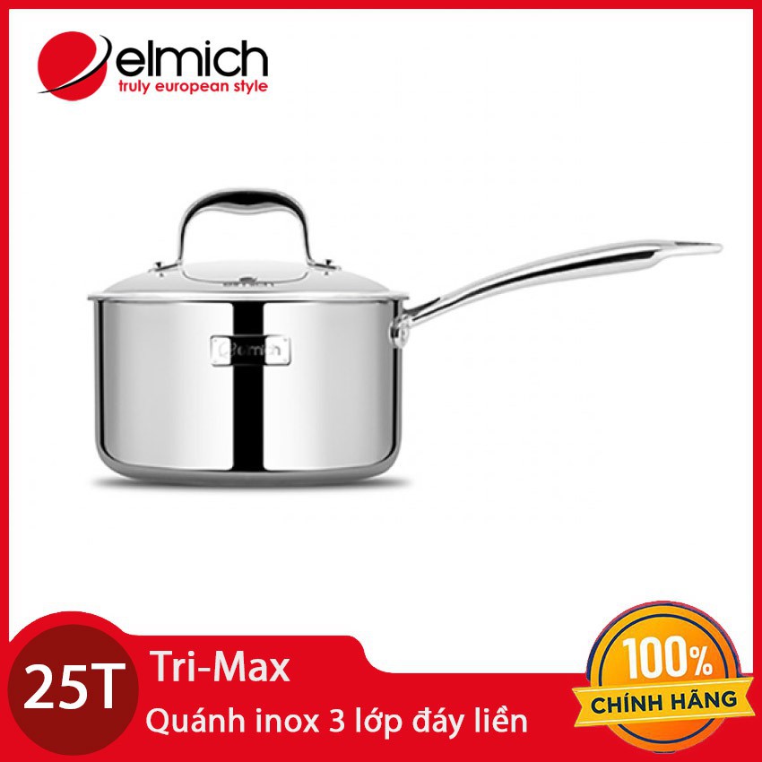 Quánh Inox 3 Lớp Cao Cấp Đáy Liền Elmich Tri-Max XS EL3745 Đường Kính 16cm Hàng Chính Hãng Bảo Hành 25 Tháng