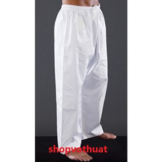 Quần Karate trắng vải kaki -  quần taekwondo trắng vải kaki đủ size 1m06 đến 1m79