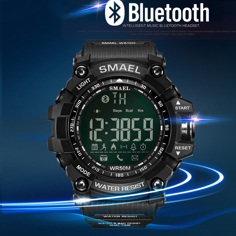 Đồng hồ thể thao SMAEL Mens Chronograph Shock Đa chức năng Đồng hồ kỹ thuật số LED chống nước 50M dành cho người đàn ông 1617B