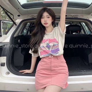 Set áo thun chân váy ngắn chữ A tone màu đất