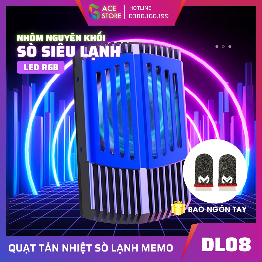 Memo DL08 | Quản tản nhiệt sò lạnh điện thoại, khung kim loại hiệu quả tản nhiệt cao