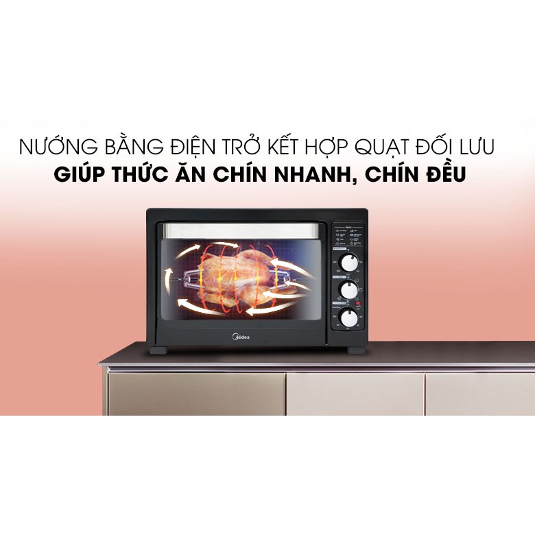 Lò nướng Midea MEO-38AGY8 38 lít nướng thịt cá, nướng bánh, quay gà vịt (Hàng sale giá tốt)