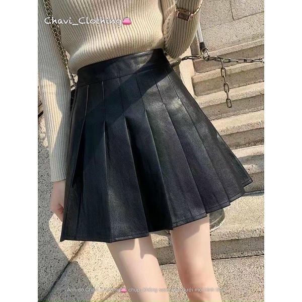 Chân váy da xếp ly có lót quần hàng Quảng Châu | BigBuy360 - bigbuy360.vn