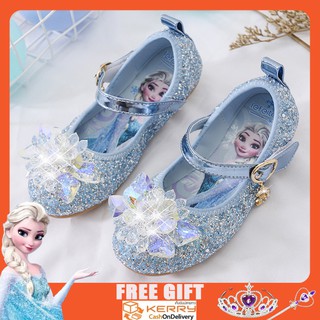 Đôi giày công chúa hình hoạt hình Frozen 2 Elsa Anna đính đá giả đế phẳng mềm cho bé gái