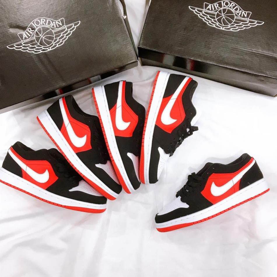 Giày Thể Thao Nam Nữ Ngô Thắng JD Low Đen Đỏ logo Trắng