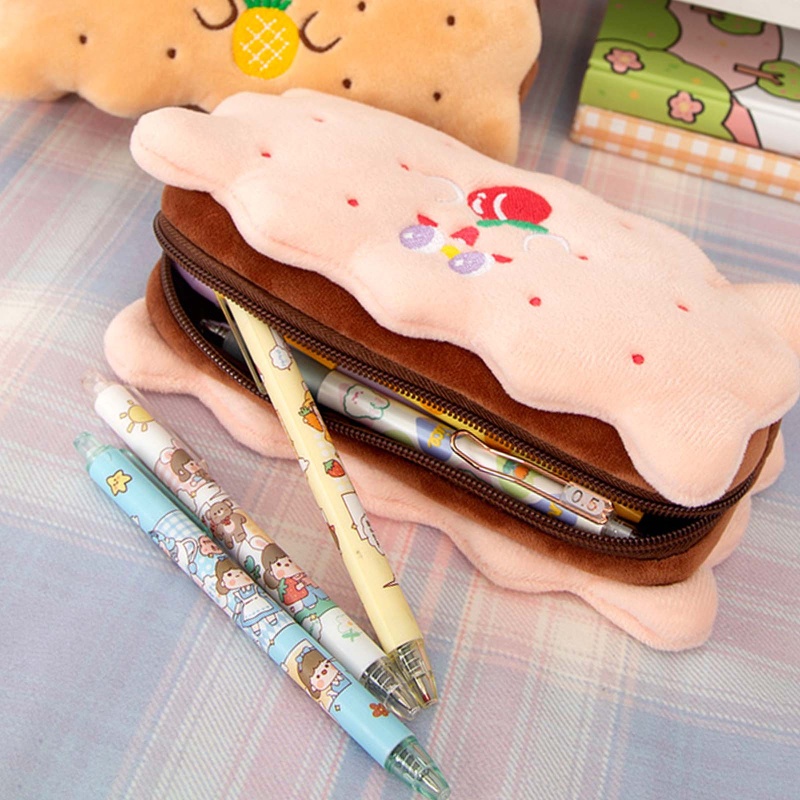 Túi Đựng Bút/ Mỹ Phẩm Hình Bánh Quy Hoạt Hình Nhồi Bông Dễ Thương Cho Nữ Sinh