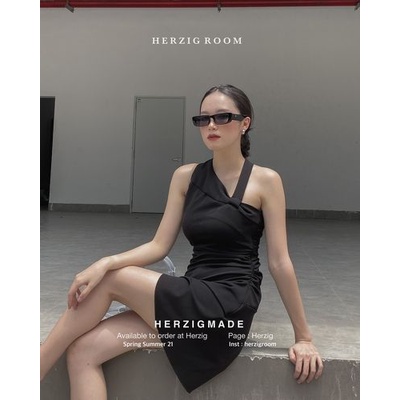 Keva dress B1823 - Váy ôm nhúm eo HERZIG quai cổ phong cách chất co dãn cá t | BigBuy360 - bigbuy360.vn